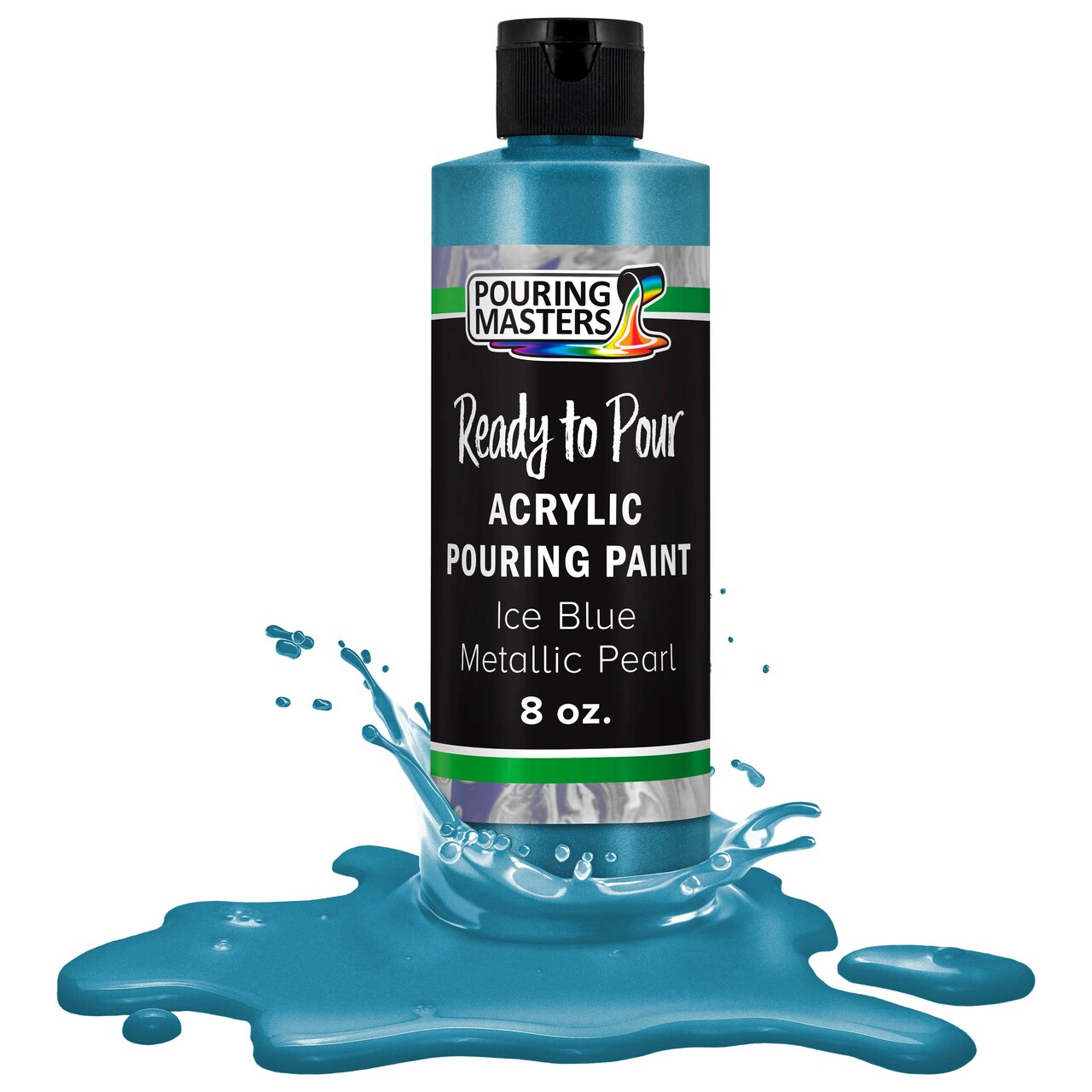 Pouring Masters Ice Blue Metallic Pearl Ready to Pour Acrylic Pouring Paint - Premium 8-Ounce Pre-Mixed Fluid Acrylic Paint - Fluid Art Supplies for Canvas, Wood, Paper, Tile & Rocks